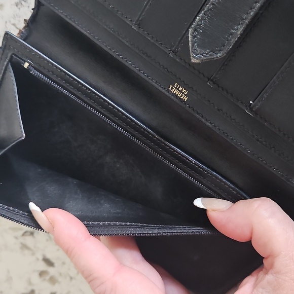 Hermès Calf Black Leather Bean Long Wallet with Dust Bag - Picture 9 of 17